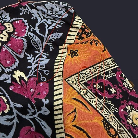 VTG Y2K Eva Blue Orange Multicolor Patchwork Beaded Boho Fairy Maxi Dress 10/M - Picture 6 of 8